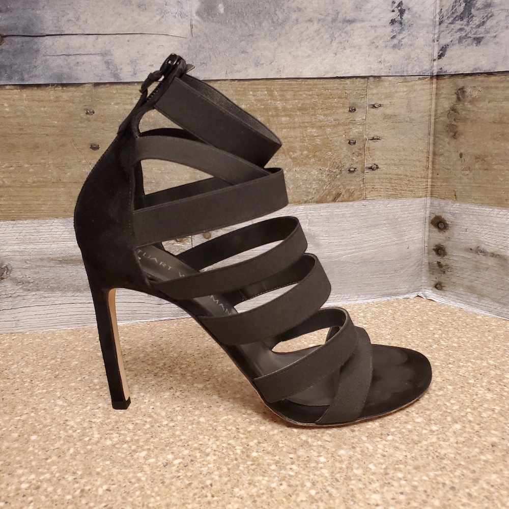 Stuart Weitzman Mummy Strappy Black High Heel Stilettos Size 7.5